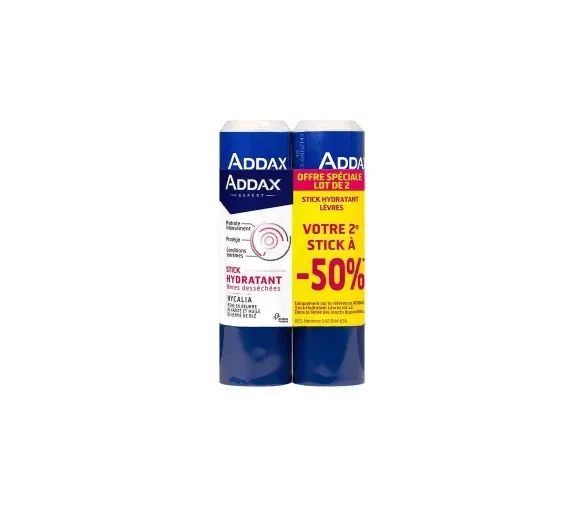 Stick hydratant lèvres Addax - lot de 2 sticks offre spéciale 2ème-50%