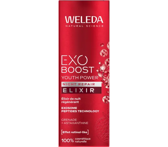 Exo Boost Youth Power Night repair elixir grenade Weleda - flacon-pompe de 30ml - image 1
