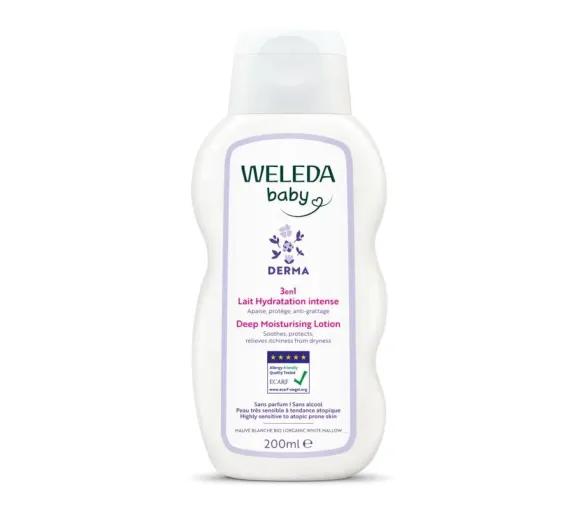 Lait hydratation intense 3 en 1 Weleda Baby Derma - flacon de 200ml