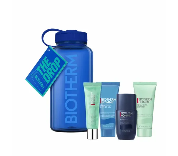 Drop Les Essentiels hydratation homme Biotherm - coffret de 4 produits + 1 gourde