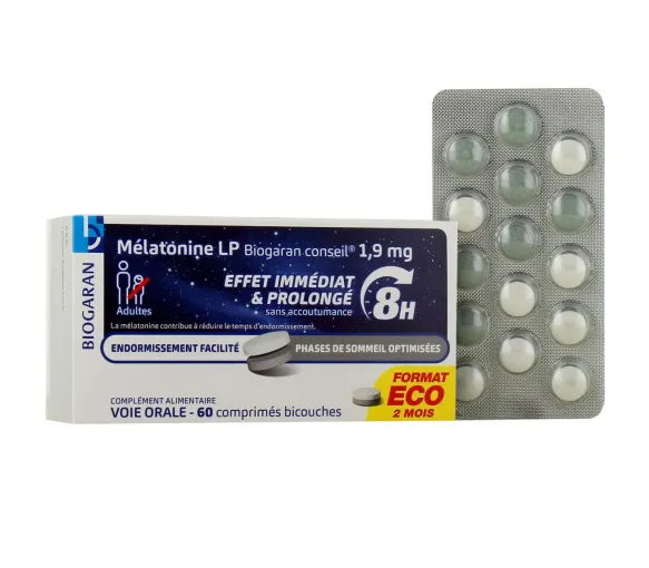 Mélatonine 1,9mg libération prolongée Biogaran - boite de 60 comprimés
