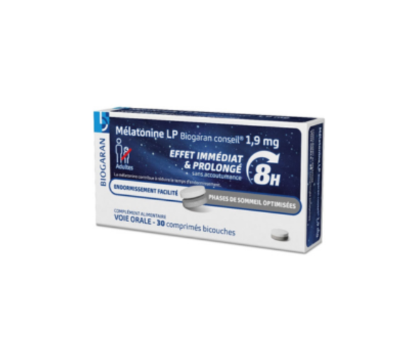 Mélatonine LP effet immédiat et prolongé 8h Biogaran - boite de 30 comprimés