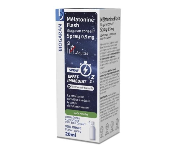 Mélatonine flash spray 0,5mg Biogaran - flacon spray de 20ml