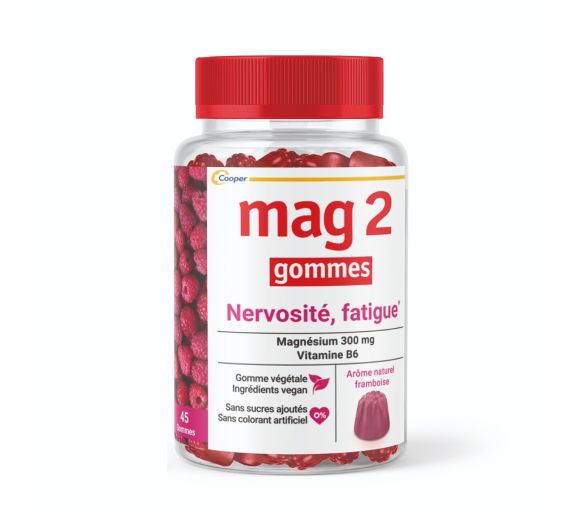Mag2 Gommes goût framboise nervosité, fatigue Cooper - pot de 45 gommes - image 1