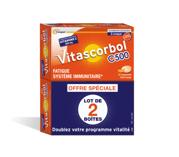 Vitascorbol Vitamine C sans sucre 500 mg - lot de 2 boîtes de 24 comprimés - image 1