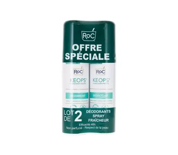 Keops Déodorant spray fraîcheur RoC - lot de 2 sprays de 100ml
