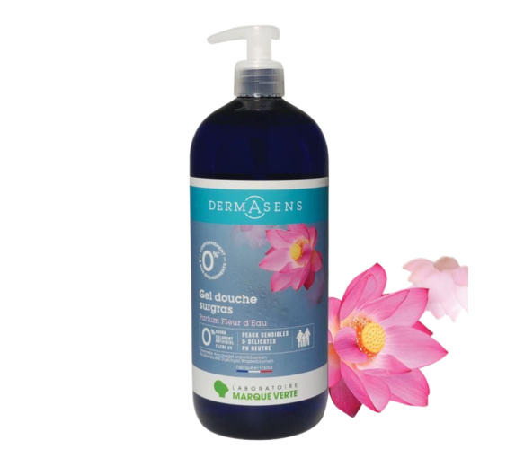 Dermasens gel douche surgras fleur d'eau Marque Verte - flacon-pompe de 1L