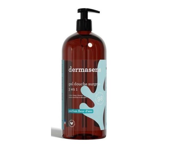 Dermasens gel douche surgras 3en1 parfum fleur d'eau Marque Verte - flacon-pompe de 1L - image 1