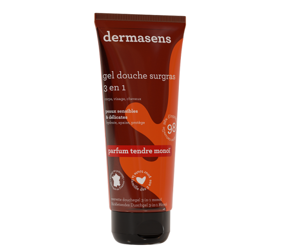 Dermasens gel douche surgras 3 en 1 tendre monoï Marque verte - tube de 200 ml