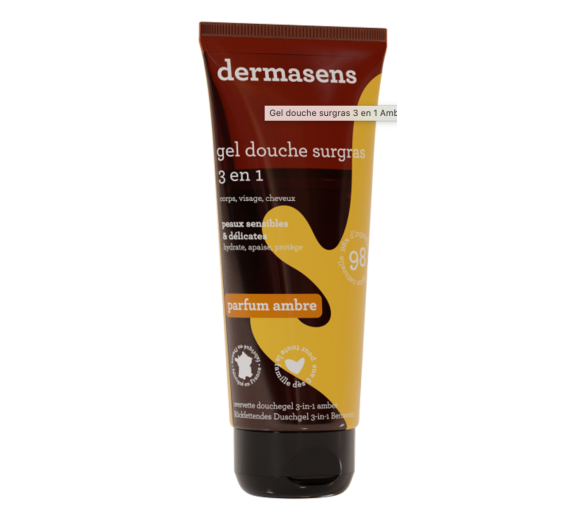 Gel douche surgras parfum ambre Dermasens Marque Verte - tube de 200ml
