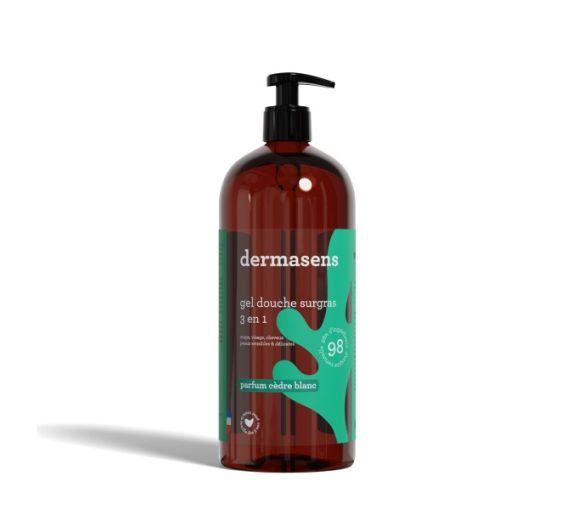 Dermasens gel douche surgras parfumé Cèdre blanc Marque Verte - flacon pompe de 1L
