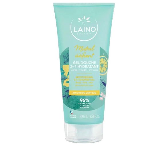 Gel douche 3en1 hydratant Mistral Vivifiant au citron vert bio Laino - tube de 200ml - image 1