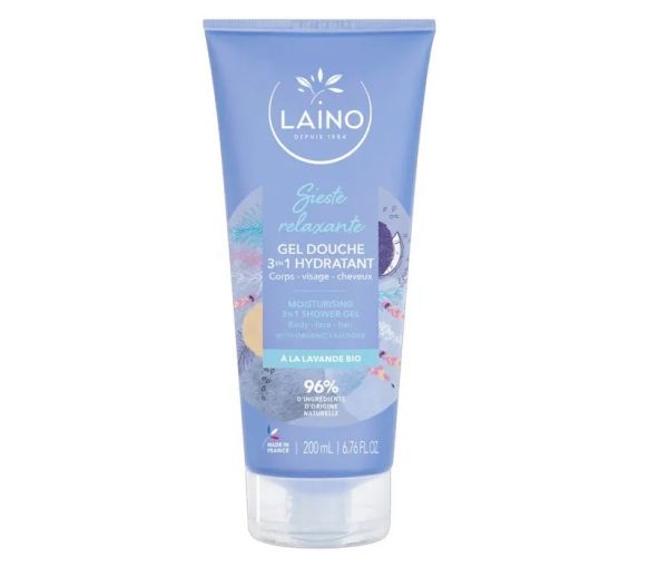 Gel douche 3en1 hydratant Sieste Relaxante à la lavande bio Laino - tube de 200ml - image 1