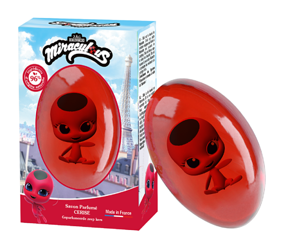 Savon solide Cerise figurine Tikki Le Comptoir du Bain x Miraculous - pain de 75g