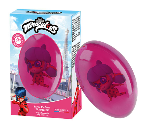 Savon solide Framboise figurine Ladybug Le Comptoir du Bain x Miraculous - pain de 75g