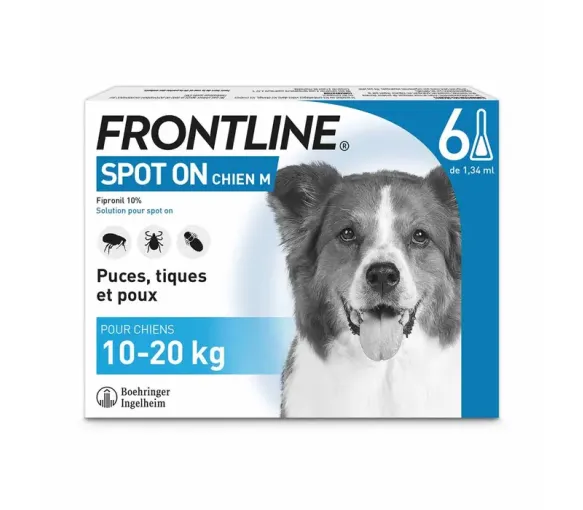 Spot On chiens 10-20 kg Frontline - 6 pipettes de 1,34ml - image 1