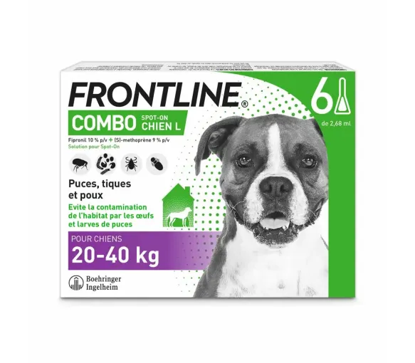 Combo Spot-On chien 20-40 kg Frontline - 6 pipettes de 2,68ml - image 1