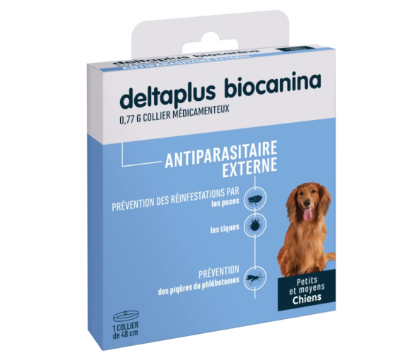 Deltaplus antiparasitaire externe petits et moyens chiens Biocanina - un collier de 48cm