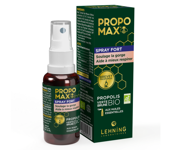 Propomax spray gorge fort/huiles essentielles propolis Lehning - spray de 30ml
