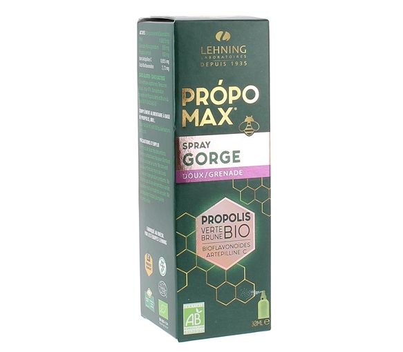 Propomax Spray gorge doux/grenade propolis bio Lehning - spray de 30ml