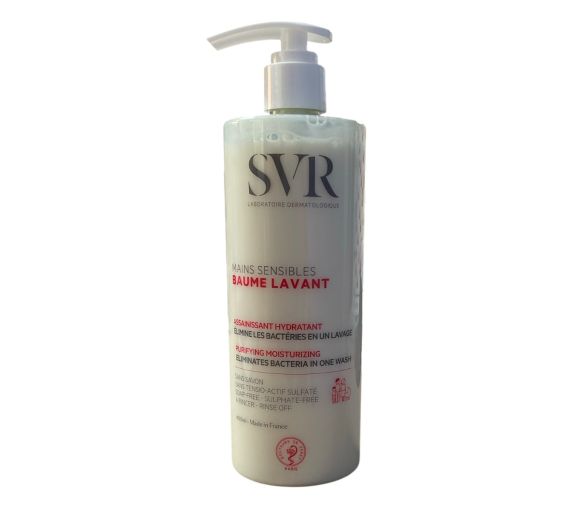 Baume lavant assainissant hydratant mains sensibles SVR - flacon-pompe de 400ml