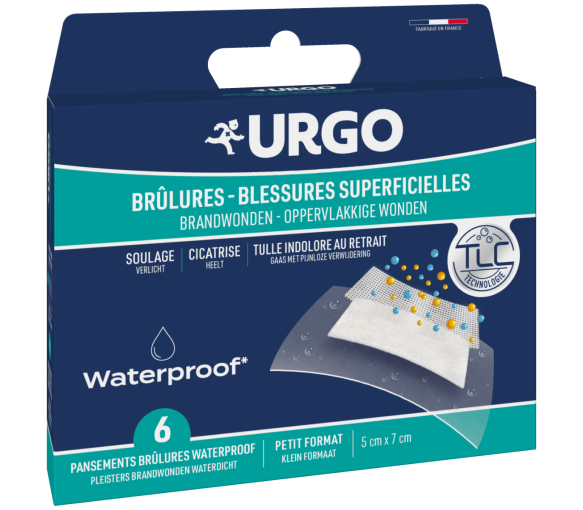 Brûlures et blessures superficielles Urgo - boîte de 6 pansements waterproof