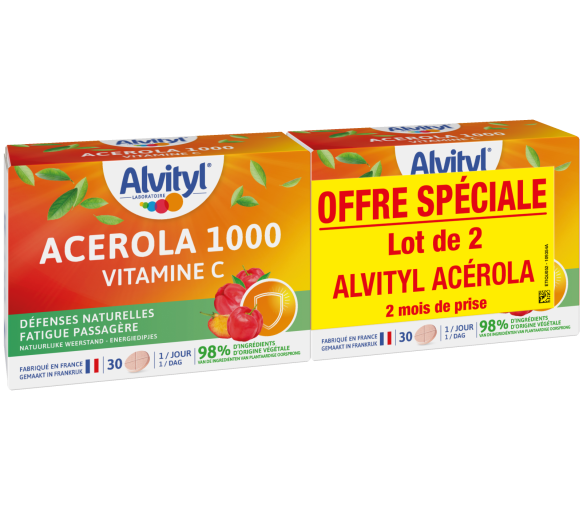 Acérola 1000 vitamine C Alvityl - 2 boites de 30 comprimés