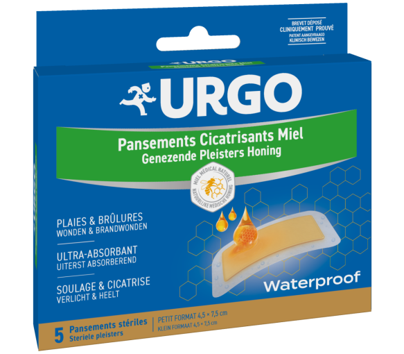 Pansements cicatrisants miel waterproof Urgo -  boîte de 5 pansements stériles