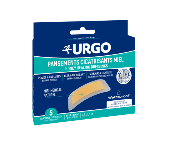 Pansements cicatrisants miel waterproof Urgo -  boîte de 5 pansements stériles