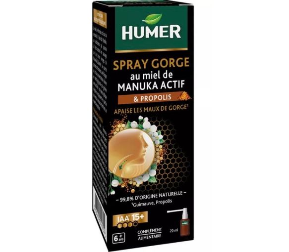 Spray gorge miel de Manuka et propolis IAA 15+ Humer - spray de 20ml