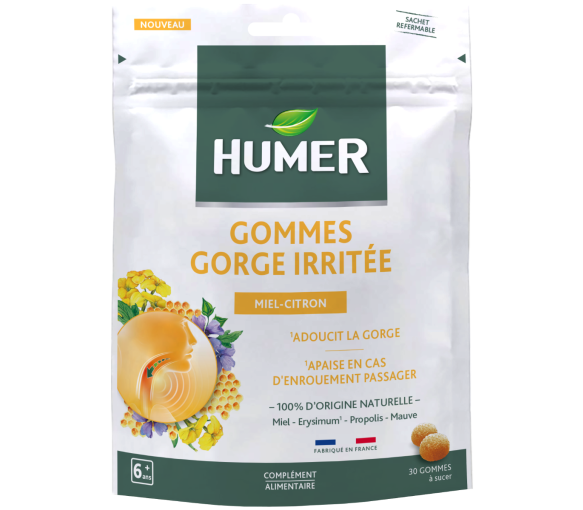 Gommes gorge sensible Humer - sachet de 30 gommes à sucer