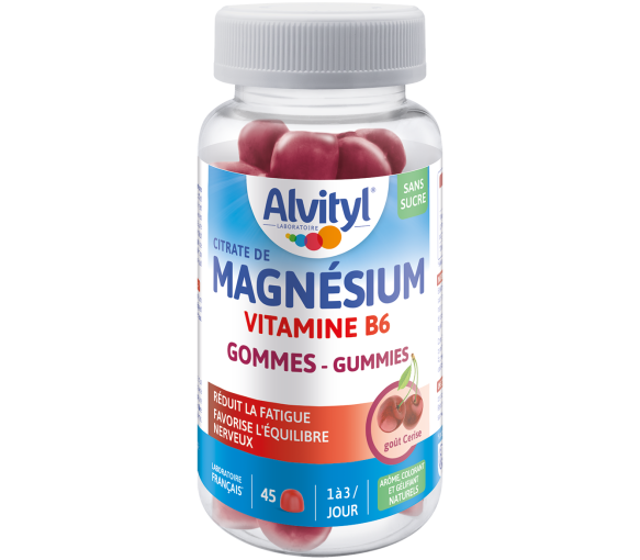 Magnésium vitamine B6 goût cerise Alvityl - pot de 45 gommes - image 1