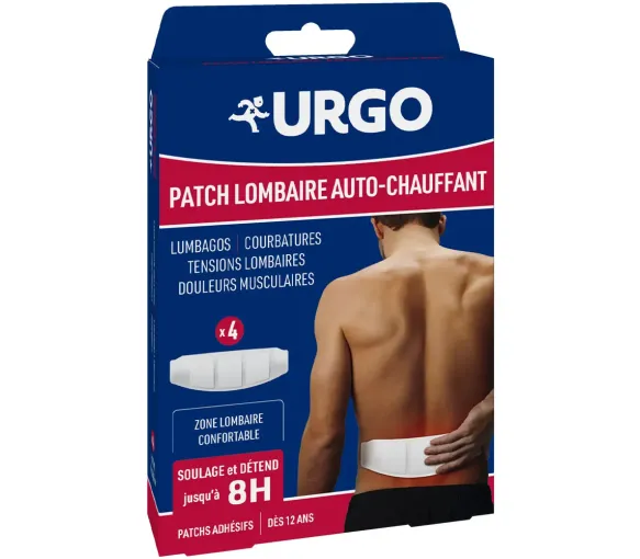 Patch lombaire auto-chauffant 8h Urgo - boite de 4 patchs