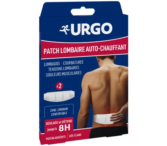 Patch lombaire auto-chauffant 8h Urgo - boite de 2 patchs
