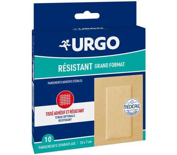 Pansements résistants grand format Urgo - boite de 10 pansements de 10x7cm