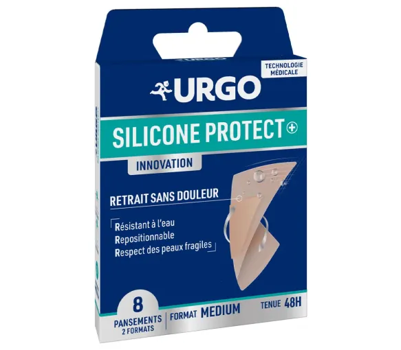 Silicone Protect+ innovation pansements format médium Urgo - boite de 8 pansements
