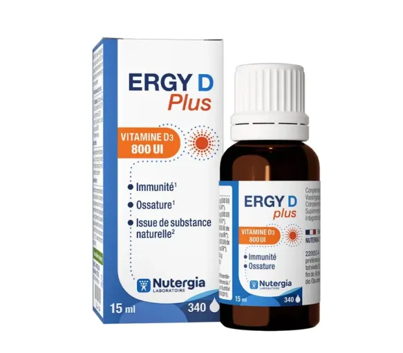Ergy D plus vitamine D3 800Ul Nutergia - flacon de 15ml