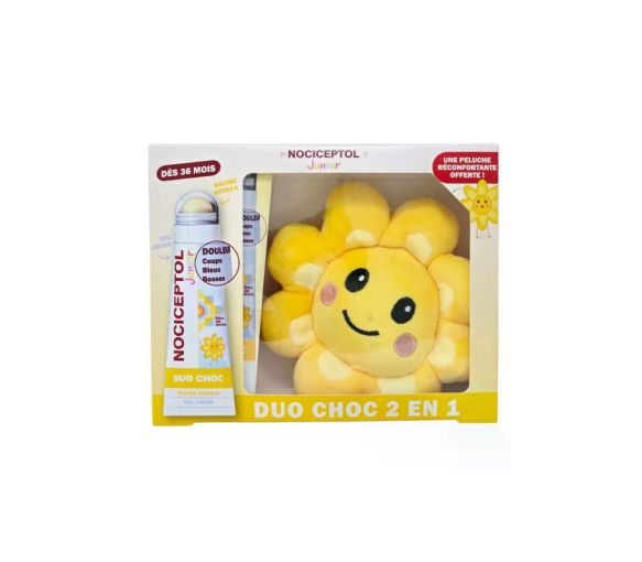 Coffert Duo choc 2 en1 Nociceptol junior - un baume de 2g, un gel froid de 20ml et une peluche offerte - image 1