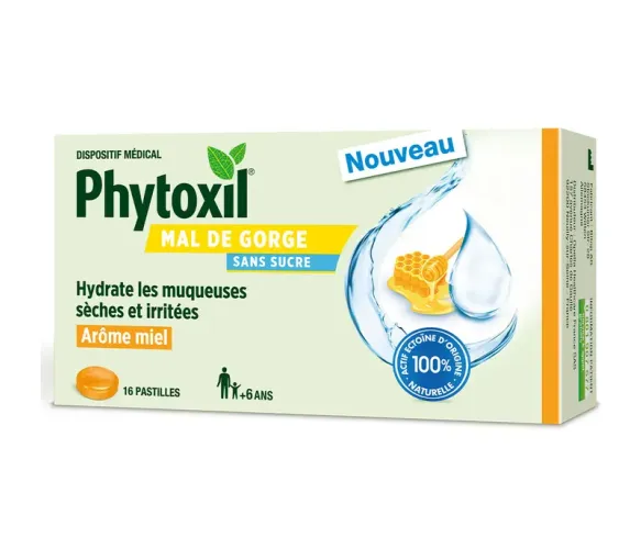 Phytoxil pastilles mal de gorge sans sucre miel Sanofi - boîte de 16 pastilles