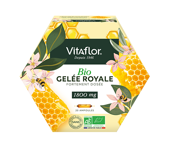 Gelée royale BIO 1800 mg Vitaflor - Boite de 20 ampoules
