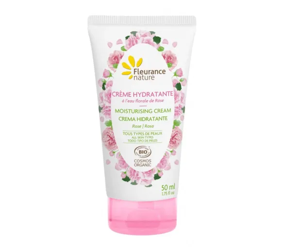 Crème hydratante à l'eau florale de rose bio Fleurance nature - tube de 50ml