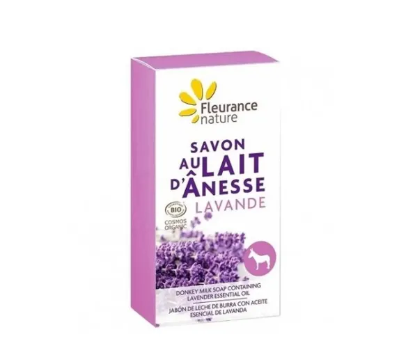 Savon au lait d'anesse lavande Fleurance Nature - pain de 100g