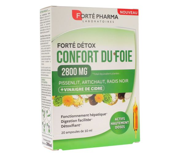 Forté détox confort du foie 2800mg Forté Pharma - boite de 20 ampoules de 10ml - image 2