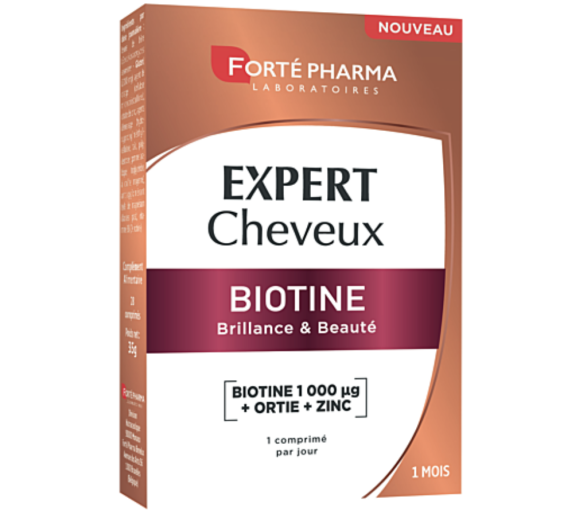 Expert cheveux biotine Forté Pharma - boite de 30 comprimés
