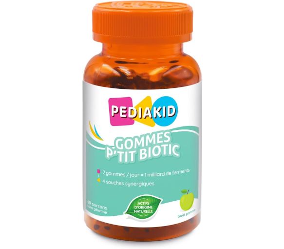 Pediakid gommes p'tit biotic goût pomme Ineldea - pot de 60 oursons - image 1