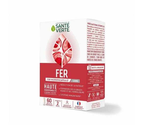 Fer microencapsulé 14mg Santé Verte - boite de 60 gélules - image 1