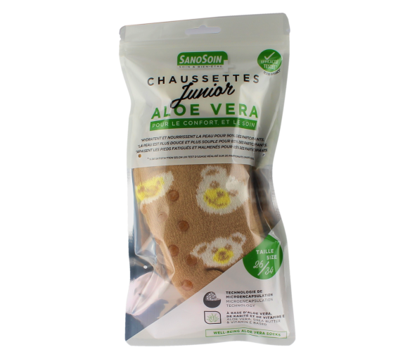 Chaussettes bien-être oursons beiges Junior SanoSoin – une paire de chaussettes
