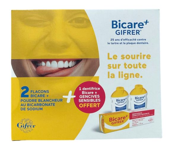 Coffret blancheur Bicare Plus Gifrer - 1 coffret 2 flacons de 60g et 1 dentifrice offert - image 1