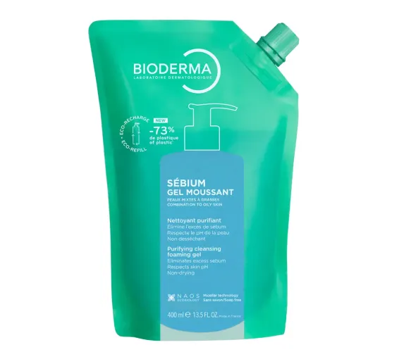 Sébium gel moussant nettoyant purifiant Bioderma - éco-recharge de 400ml - image 1