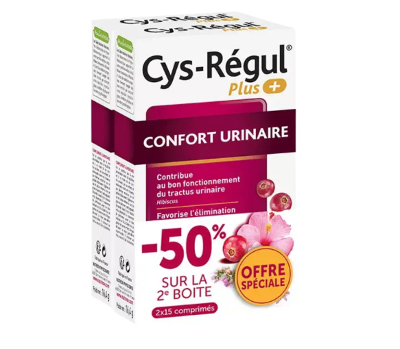 Cys-régul + confort urinaire Nutreov - 2 boîtes de 15 comprimés